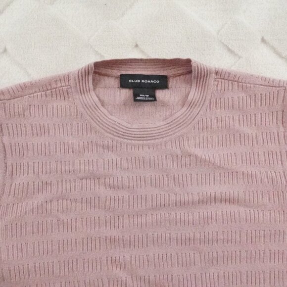 Club Monaco Knit Ballon Sleeve Top Womens Extra Small Textured Stretchy - Picture 3 of 10